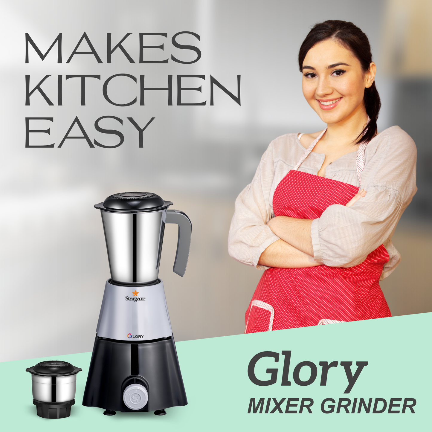 Glory Mixer Grinder – 550 Watt 2 Jar (Black)