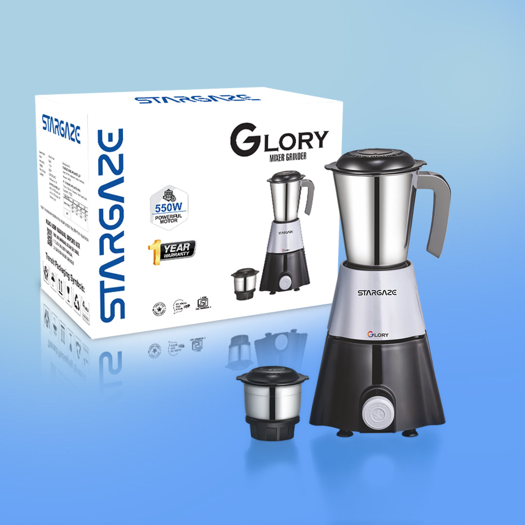 Glory Mixer Grinder – 550 Watt 2 Jar (Black)