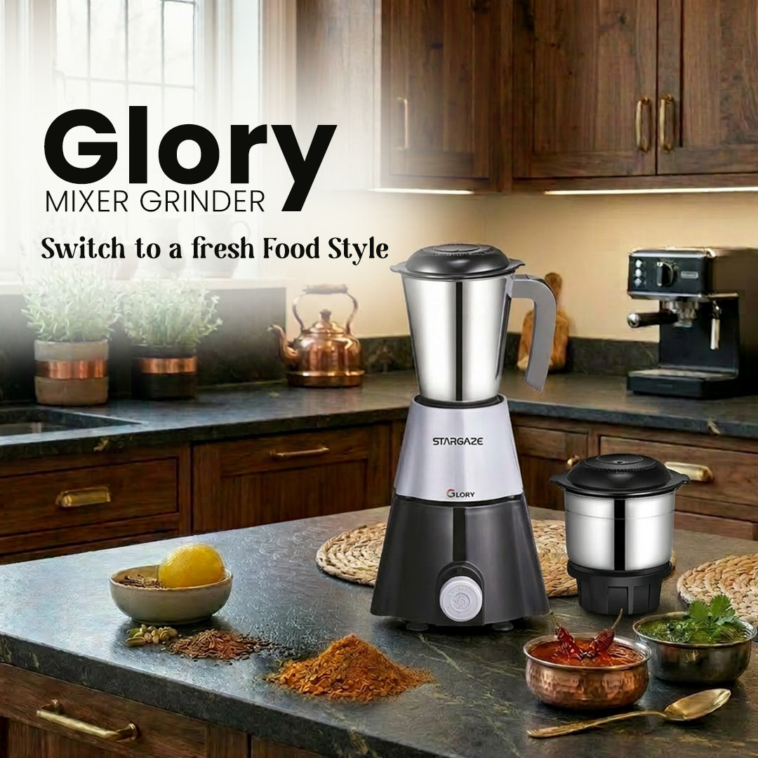 Glory Mixer Grinder – 550 Watt 2 Jar (Black)