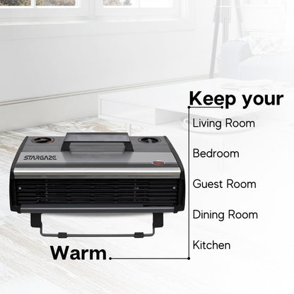 Convector Heater with an adjustable thermostat and two heat settings (1000 W/ 2000 W)