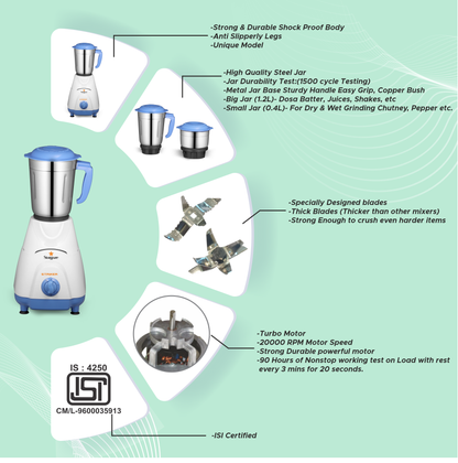 Striker Mixer Grinder – 550 Watt