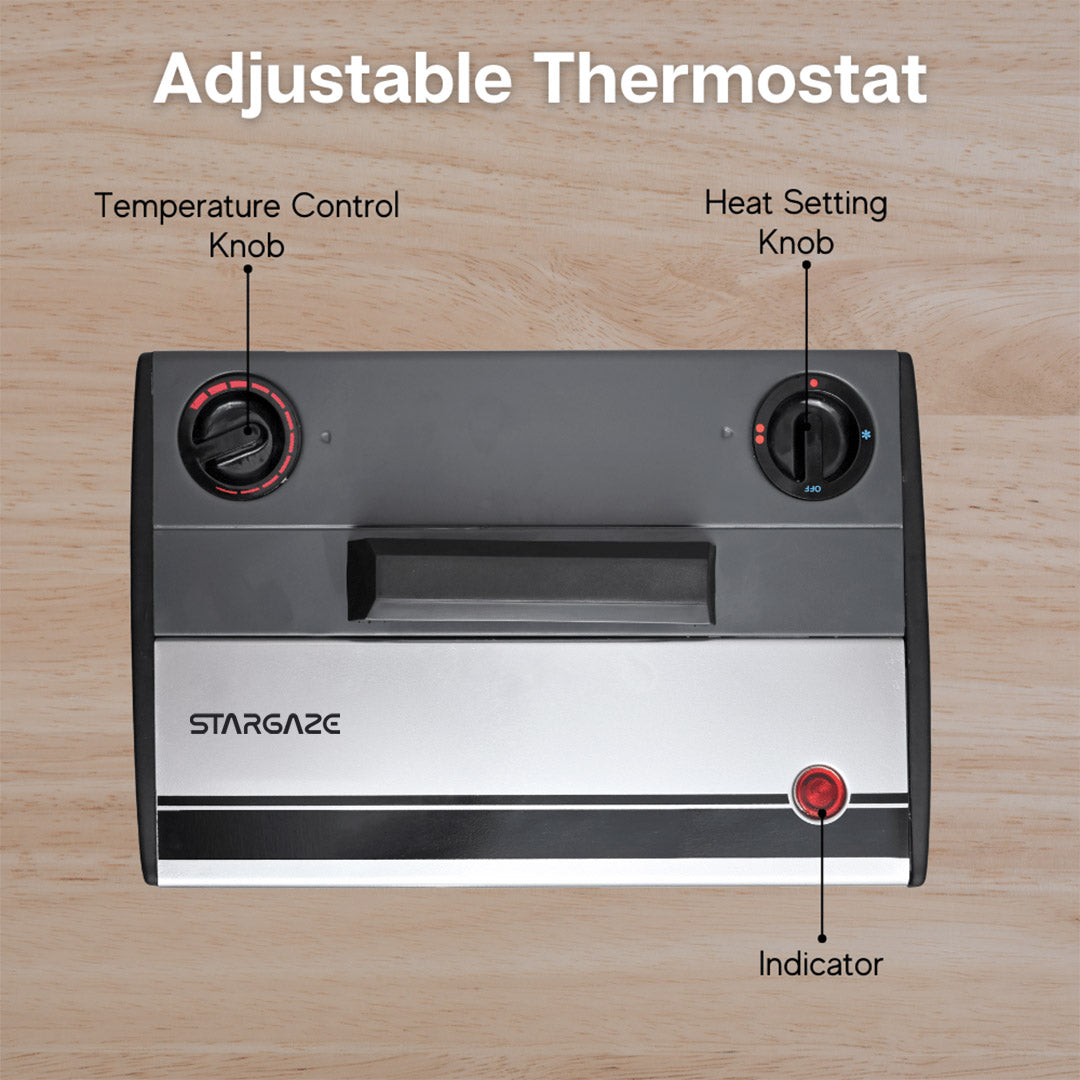 Convector Heater with an adjustable thermostat and two heat settings (1000 W/ 2000 W)