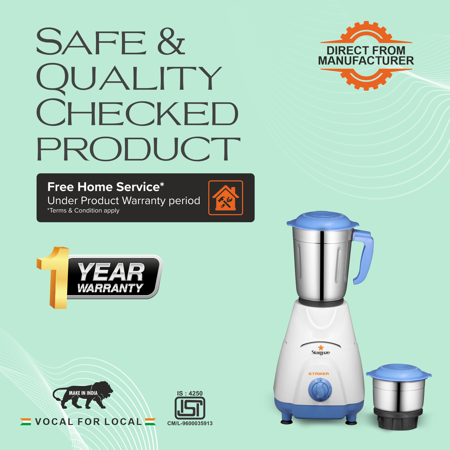 Striker Mixer Grinder – 550 Watt