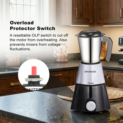 Glory Mixer Grinder – 550 Watt 2 Jar (Black)