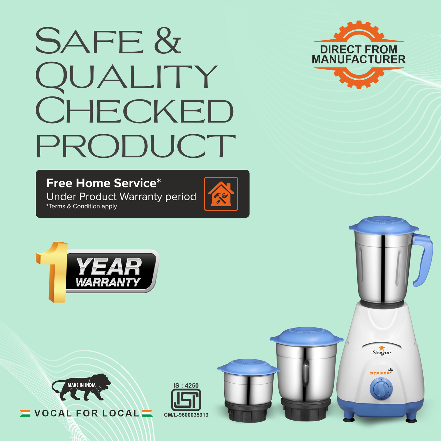 Striker Plus Mixer Grinder – 550 Watt