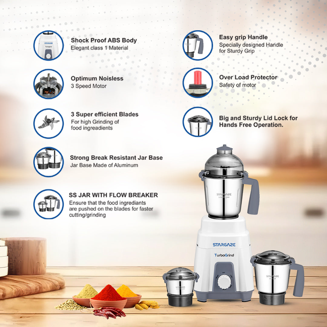 TurboGrind Mixer Grinder 3 Jar – 1100 Watt