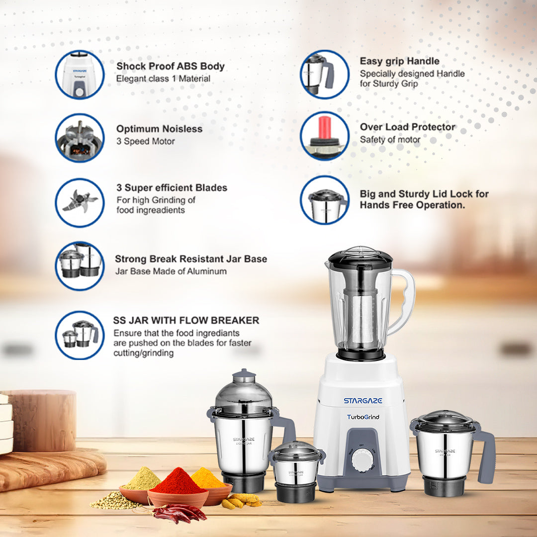TurboGrind Mixer Grinder 4 Jar – 1100 Watt